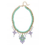 Pastel Fleur Beaded Statement Bib Necklace